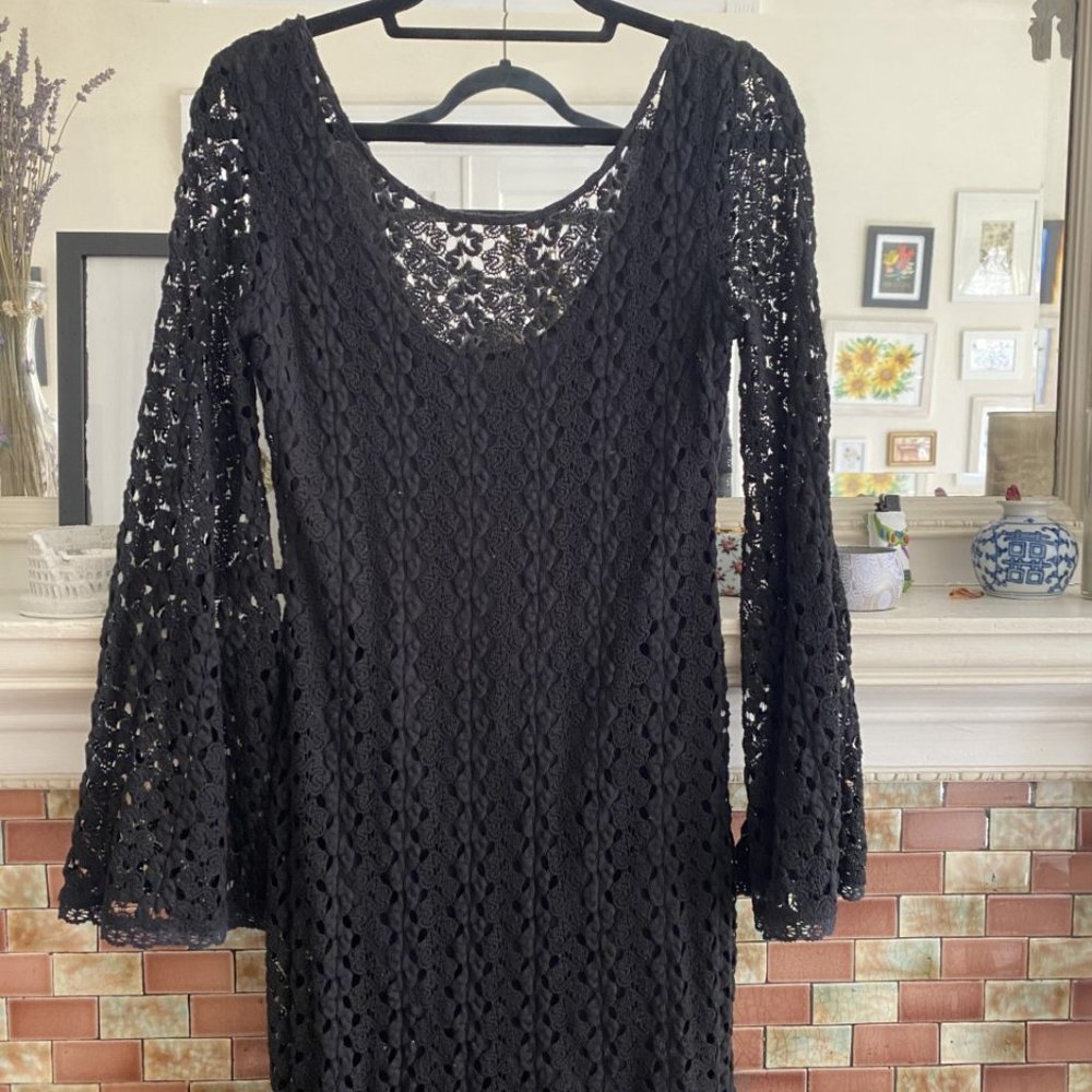 Free People Black Crochet Dress
